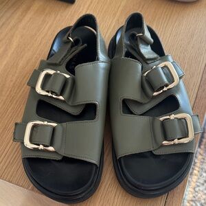 ALOHAS Olive Green Sandals with Buckles